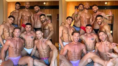 Thiago Lazzarato, Kaden Hylls, PoloxxxFans, Axel Rockham, Harold Lopez, Carlos Magati, Sumner Blayne and Liam Galty have an orgy 免费观看-第1张